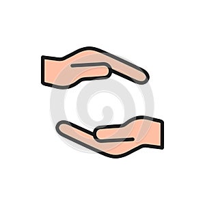 Hand gesture icon. Giving hand sign. Arm silhouette.